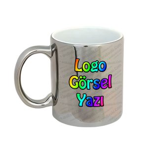 Metalik Gri Kupa Bardak Baskı