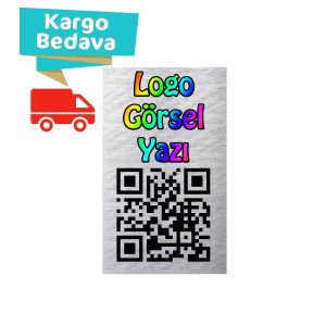 Metal QR Kod Menü Baskı - Metalik Gri