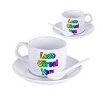 Tabaklı ve Kaşıklı Fincan Baskı